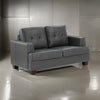 Sina 64 Inch Loveseat, Button Tufted Gray Faux Leather and Solid Wood By Casagear Home