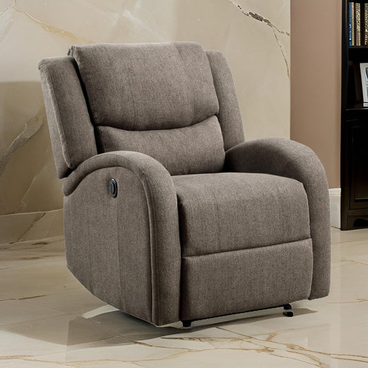 Karena 38 Inch Power Reclining Accent Chair Brown Chenille Solid Wood By Casagear Home BM315539