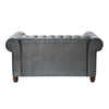 Elwin 64 Inch Loveseat Button Tufted Dark Gray Velvet Brown Solid Wood By Casagear Home BM315546