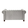 Elwin 64 Inch Loveseat Button Tufted Light Gray Velvet Brown Solid Wood By Casagear Home BM315547