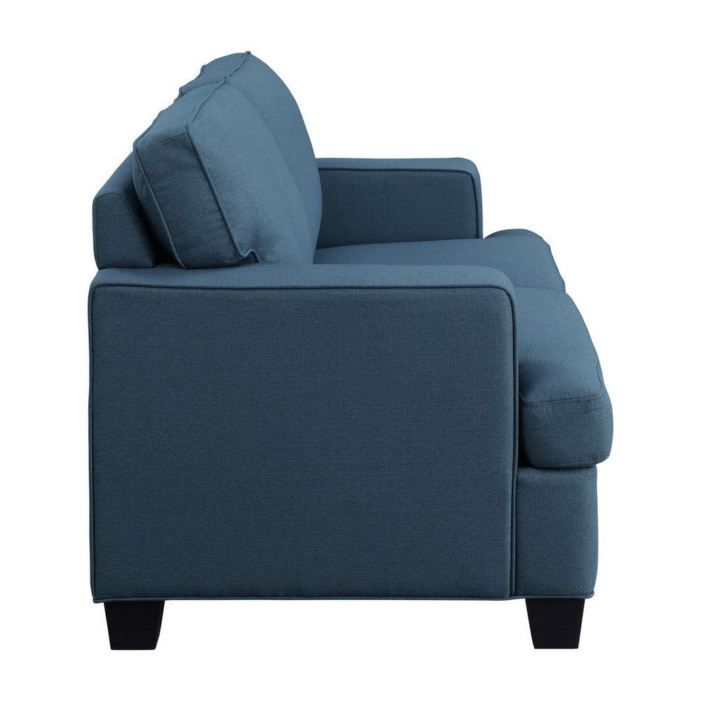 Eoin 62 Inch Loveseat Blue Polyester Soft Foam Cushioning Solid Wood By Casagear Home BM315551