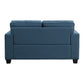 Eoin 62 Inch Loveseat Blue Polyester Soft Foam Cushioning Solid Wood By Casagear Home BM315551