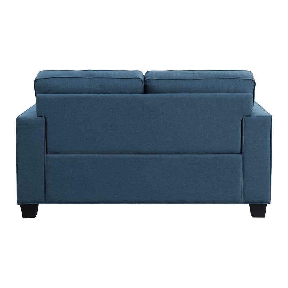 Eoin 62 Inch Loveseat Blue Polyester Soft Foam Cushioning Solid Wood By Casagear Home BM315551