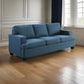 Eoin 84 Inch Sofa, Blue Polyester, Soft Foam Cushioning, Solid Wood Frame By Casagear Home