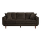 Jim 83 Inch Sofa Chocolate Brown Velvet 2 Accent Pillows Solid Wood By Casagear Home BM315559