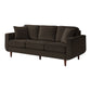 Jim 83 Inch Sofa Chocolate Brown Velvet 2 Accent Pillows Solid Wood By Casagear Home BM315559