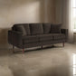 Jim 83 Inch Sofa, Chocolate Brown Velvet, 2 Accent Pillows, Solid Wood By Casagear Home