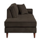 Jim 75 Inch Chaise Lounger Brown Velvet 2 Accent Pillows Solid Wood By Casagear Home BM315562