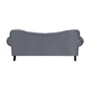 Rosie 84 Inch Sofa Button Tufted Dark Gray Velvet Brown Solid Wood By Casagear Home BM315564