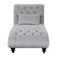 Rosie 68 Inch Chaise Lounger Button Tufted Light Gray Velvet Solid Wood By Casagear Home BM315567