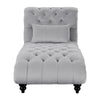 Rosie 68 Inch Chaise Lounger Button Tufted Light Gray Velvet Solid Wood By Casagear Home BM315567