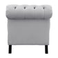 Rosie 68 Inch Chaise Lounger Button Tufted Light Gray Velvet Solid Wood By Casagear Home BM315567