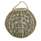 Hani 17 Inch Tabletop Decor Lantern, Beige Woven Fiber, Oval Shape, Gray By Casagear Home