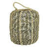 Hani 18 Inch Tabletop Decor Lantern Beige Woven Fiber Cylindrical Gray By Casagear Home BM315588