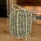 Hani 18 Inch Tabletop Decor Lantern, Beige Woven Fiber, Cylindrical, Gray By Casagear Home