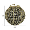 Hani 17 Inch Tabletop Decor Lantern Beige Woven Fiber Oval Shape Black By Casagear Home BM315589