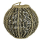 Hani 17 Inch Tabletop Decor Lantern Beige Woven Fiber Oval Shape Black By Casagear Home BM315589