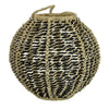 Hani 17 Inch Tabletop Decor Lantern Beige Woven Fiber Oval Shape Black By Casagear Home BM315589