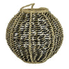 Hani 17 Inch Tabletop Decor Lantern, Beige Woven Fiber, Oval Shape, Black By Casagear Home