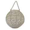 Hani 17 Inch Tabletop Decor Lantern, Woven Fiber Frame, Oval Shape, White By Casagear Home