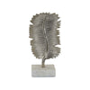 Boki 14 Inch Tabletop Decoration, Silver Leaf Sculpture, White Round Base By Casagear Home