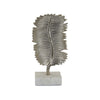 Boki 14 Inch Tabletop Decoration Silver Leaf Sculpture White Round Base By Casagear Home BM315598