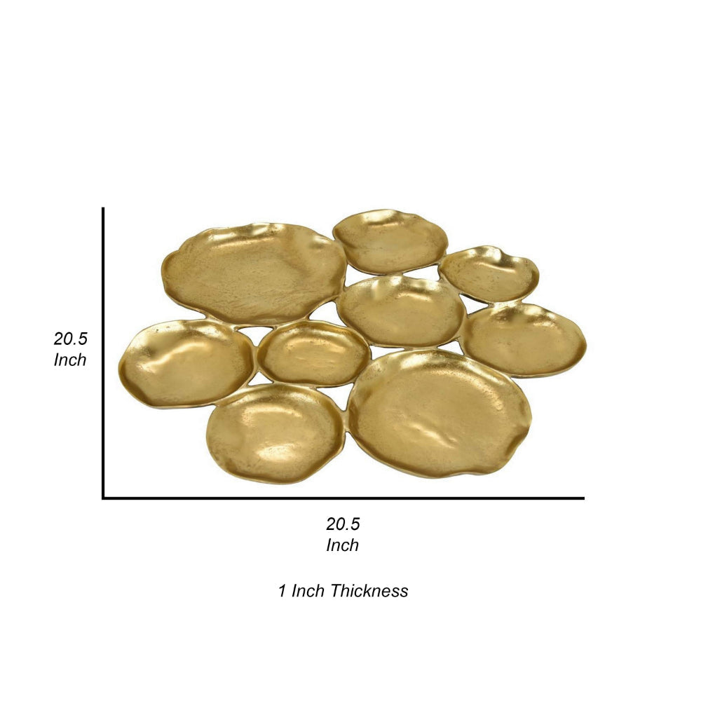 Jiva 9 Piece Decorative Bowl Set Irregular Shaped Design Gold Metal By Casagear Home BM315604