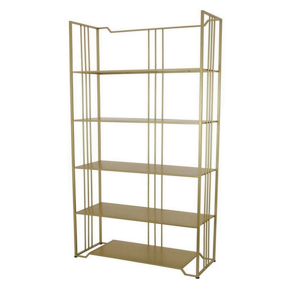 71 Inch Modern Plant Stand Storage Rack 5 Open Shelves Gold Metal Frame By Casagear Home BM315614