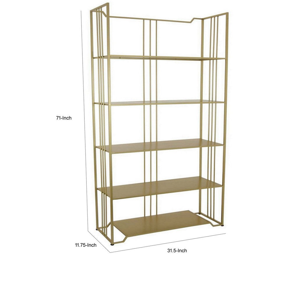 71 Inch Modern Plant Stand Storage Rack 5 Open Shelves Gold Metal Frame By Casagear Home BM315614