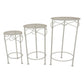 Kyi Nesting Plant Stand Set of 3 Round Angled Cutout Display Ivory Metal By Casagear Home BM315622