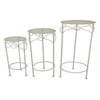 Kyi Nesting Plant Stand Set of 3 Round Angled Cutout Display Ivory Metal By Casagear Home BM315622