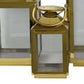 Davi Set of 3 Decorative Lanterns Curved Handles Glass Panel Brass Metal By Casagear Home BM315626