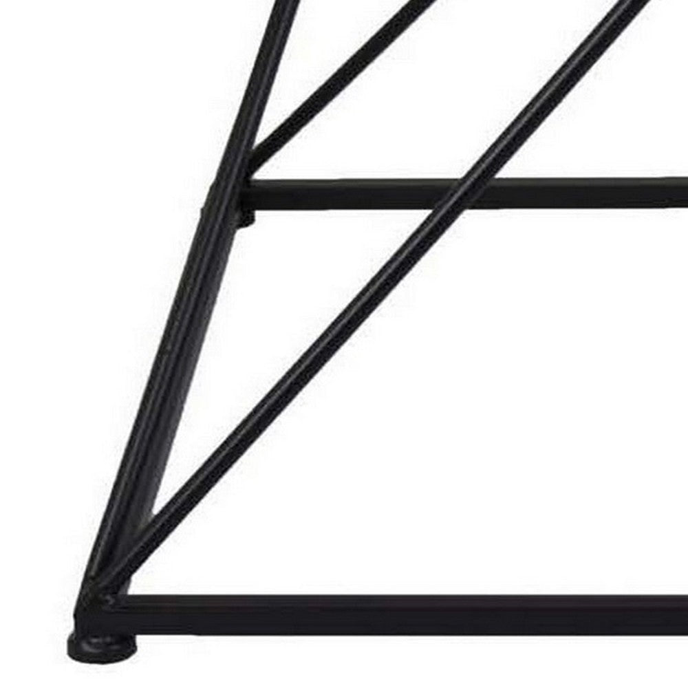 21 Inch Plant Stand Side Table Mirror Top Black Geometric Metal Frame By Casagear Home BM315644