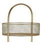 42 Inch 3 Tier Storage Rack Round Mesh Tops Curved Metal Frame Gold By Casagear Home BM315645