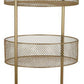 42 Inch 3 Tier Storage Rack Round Mesh Tops Curved Metal Frame Gold By Casagear Home BM315645