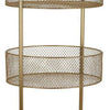 42 Inch 3 Tier Storage Rack Round Mesh Tops Curved Metal Frame Gold By Casagear Home BM315645