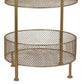 42 Inch 3 Tier Storage Rack Round Mesh Tops Curved Metal Frame Gold By Casagear Home BM315645