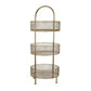 42 Inch 3 Tier Storage Rack, Round, Mesh Tops, Curved Metal Frame, Gold By Casagear Home