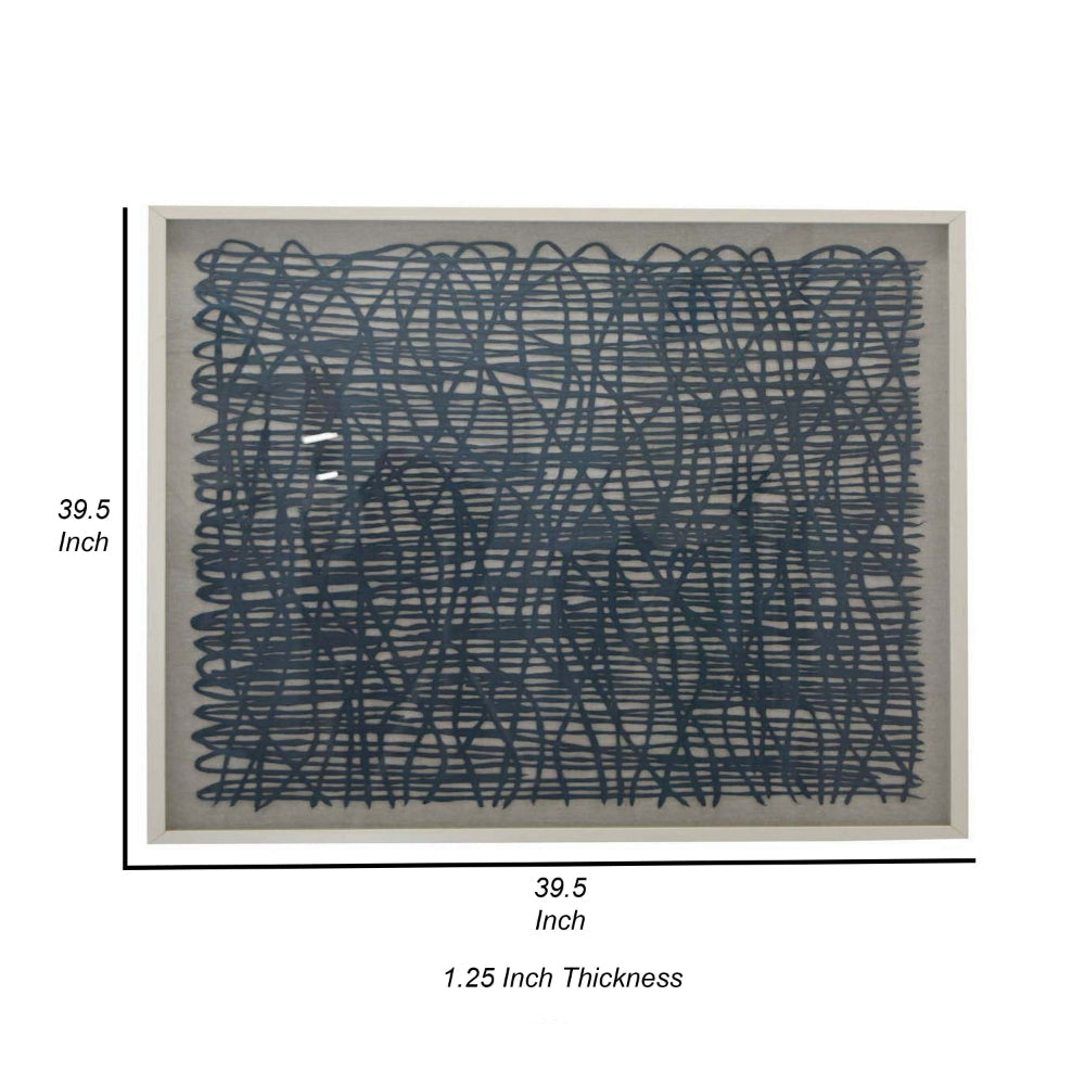 40 Inch Framed Wall Art Decor Abstract Lines Natural Fiber White Gray By Casagear Home BM315646