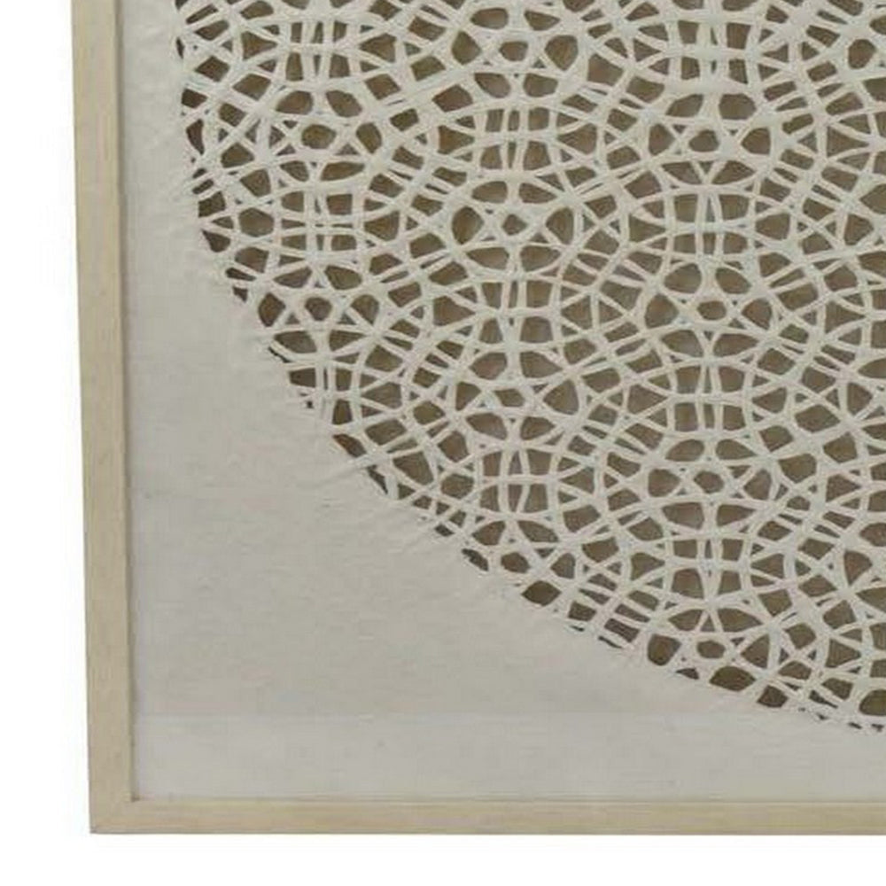 40 Inch Wall Art Decor Carved Cutout Design Natural Fiber Gray Frame By Casagear Home BM315662