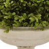 15 Inch Faux Boxwood Topiary Plant in Urn Pedestal Pot Off White Planter By Casagear Home BM315663