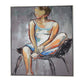 Iamo 49 x 71 Framed Canvas Oil Painting, Woman Sitting on Chair, Blue By Casagear Home