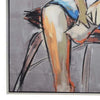 Iamo 49 x 71 Framed Canvas Oil Painting Woman Sitting on Chair Blue By Casagear Home BM315677