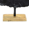 23 Inch Tabletop Decoration Black Round Circle on Square Wood Base Black By Casagear Home BM315684