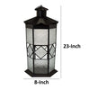 23 Inch Modern Decorative Lantern Hexagonal Glass Case Black Metal By Casagear Home BM315691