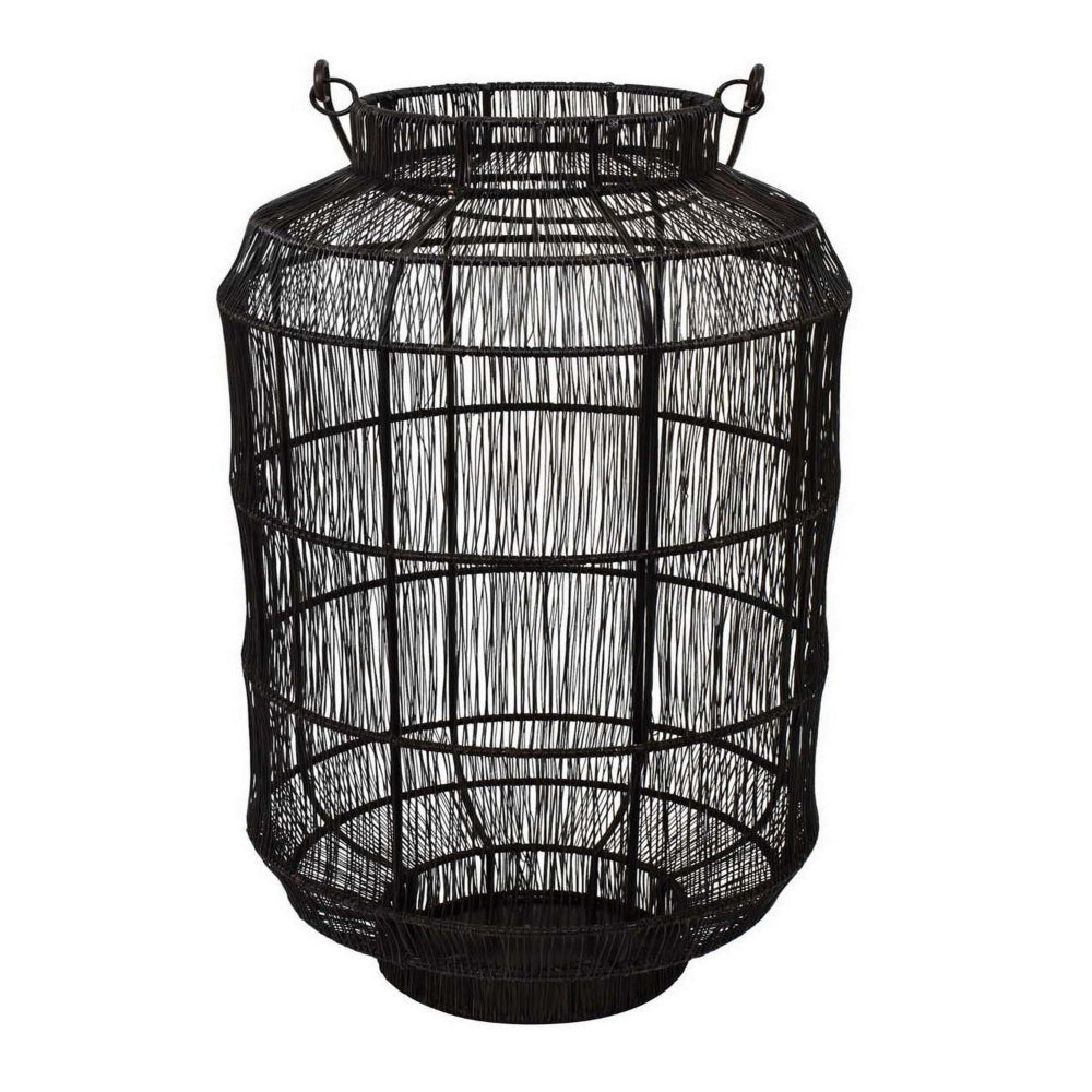 Fyn 20 Inch Decorative Candle Lantern, Boho Style Decor, Black Metal By Casagear Home