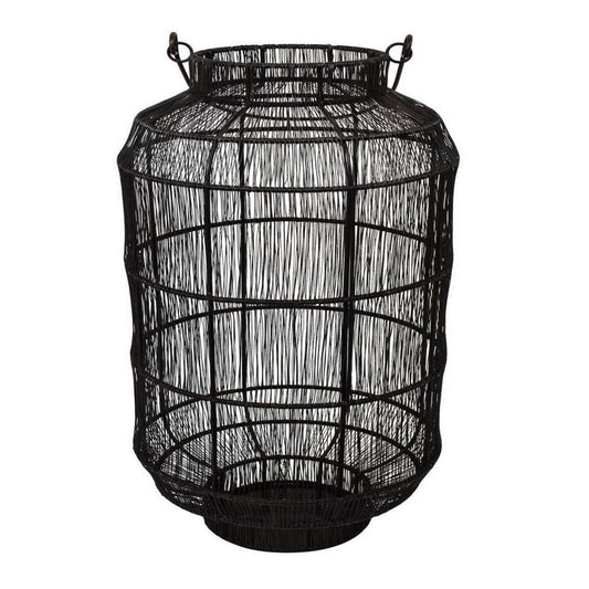 Fyn 20 Inch Decorative Candle Lantern, Boho Style Decor, Black Metal By Casagear Home