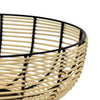 14 Inch Decorative Bowl Accent Wired Woven Basket Black Natural Brown By Casagear Home BM315694