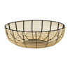 14 Inch Decorative Bowl, Accent Wired Woven Basket, Black, Natural Brown By Casagear Home