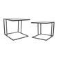 Modern Plant Stand Side Table Set of 2 Square Marble Stackable Black Metal By Casagear Home BM315696